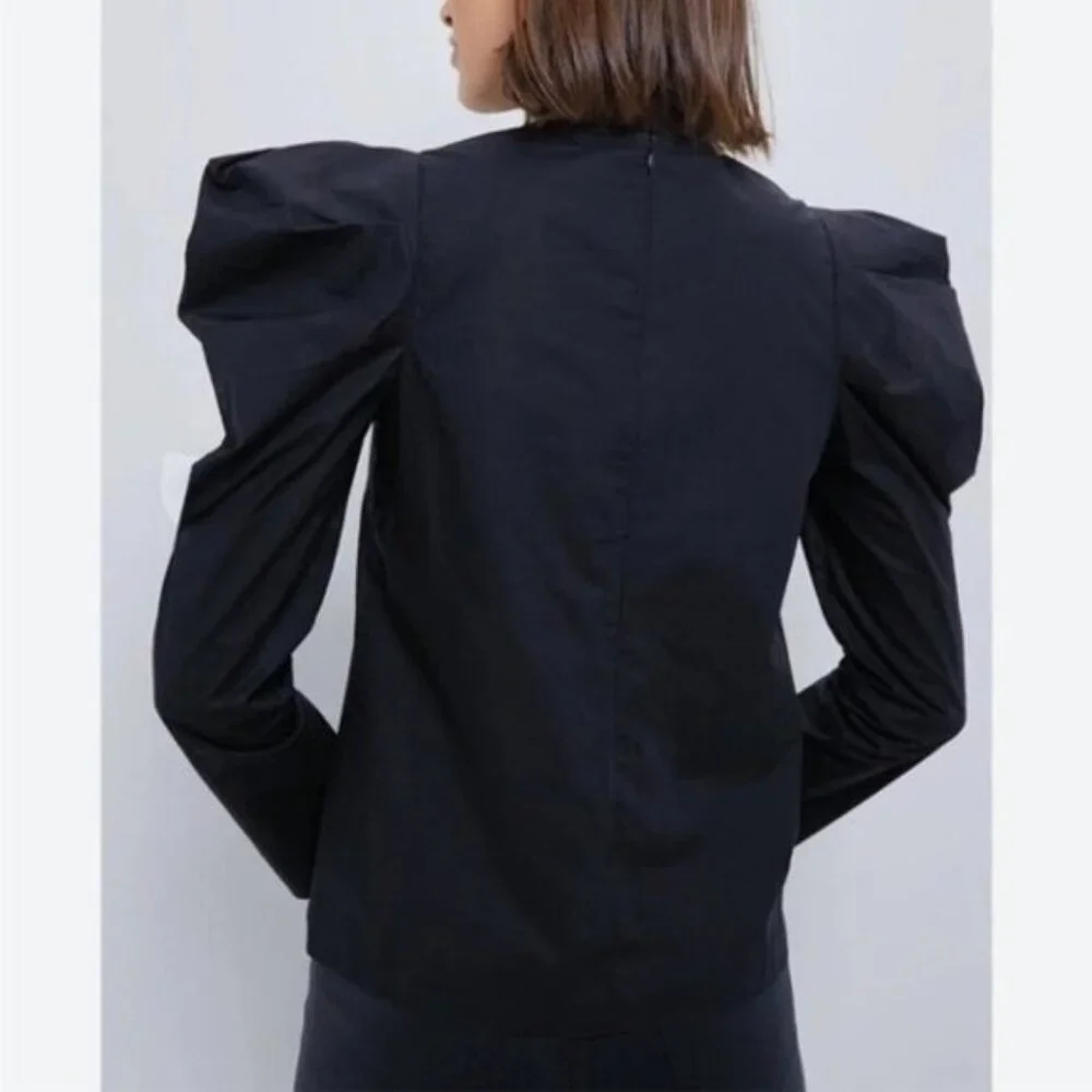 Tuckernuck Hyacinth House Black Keyhole Beckett Blouse XXL NWT Puff Sleeve Top